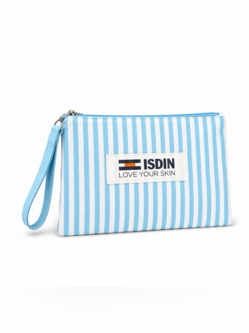 ISDIN Blue & White Striped Wristlet Pouch Set of 3